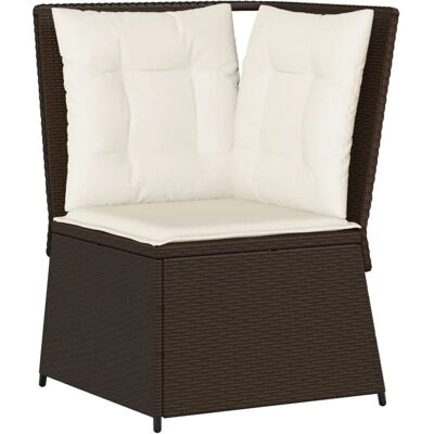Furnicato Garten-ecksofa Mit Kissen Braun Poly Rattan Furnicato Garten-ecksofa Mit Kissen Braun Poly Rattan