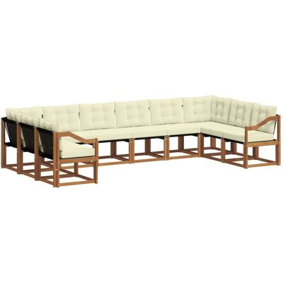 vidaXL Outdoor-Sofagarnitur mit Kissen 10-Tlg Natur und Creme 3369105 vidaXL Outdoor-Sofagarnitur mit Kissen 10-Tlg Natur und Creme 3369105