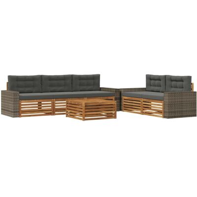vidaXL Outdoor-Sofagarnitur 6 Stk Natur und Anthrazit 3383040 vidaXL Outdoor-Sofagarnitur 6 Stk Natur und Anthrazit 3383040