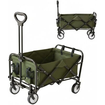 Relaxdays Bollerwagen Stahl Grün Faltbar Höhenverstellbar 64 cm x 50 cm x 72 cm 6,5 kg Relaxdays Bollerwagen Stahl Grün Faltbar Höhenverstellbar 64 cm x 50 cm x 72 cm 6,5 kg