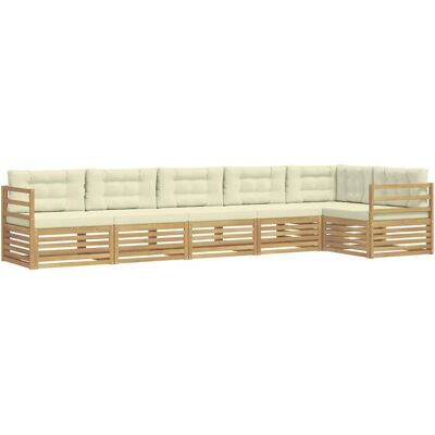 vidaXL Outdoor-Sofagarnitur 6 Stk Weiß und Creme 404 x 166,5 x 73 cm 3390545 vidaXL Outdoor-Sofagarnitur 6 Stk Weiß und Creme 404 x 166,5 x 73 cm 3390545