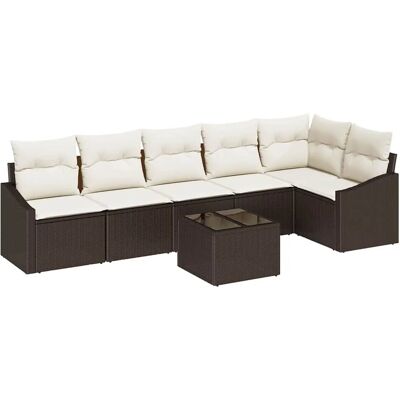 vidaXL Garten-Sofa-Set 7-Tlg Braun Poly Rattan 3346748 vidaXL Garten-Sofa-Set 7-Tlg Braun Poly Rattan 3346748
