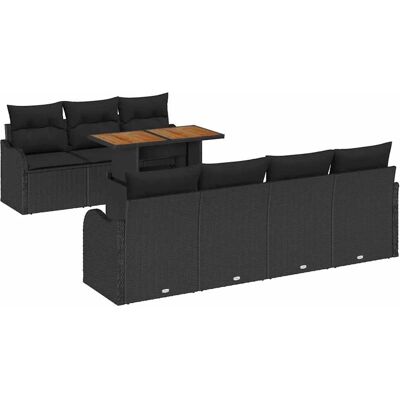 vidaXL 8-Teiliges Garten-Sofa-Set mit Kissen Schwarzes Poly Rattan 3358158 vidaXL 8-Teiliges Garten-Sofa-Set mit Kissen Schwarzes Poly Rattan 3358158