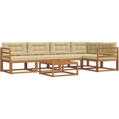 vidaXL Outdoor-Sofagarnitur mit Kissen 6-Tlg Natur und Beige 3367601 vidaXL Outdoor-Sofagarnitur mit Kissen 6-Tlg Natur und Beige 3367601