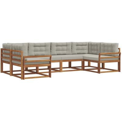 vidaXL Outdoor-Sofagarnitur mit Kissen 6-Tlg Natur und Hellgrau 3368069 vidaXL Outdoor-Sofagarnitur mit Kissen 6-Tlg Natur und Hellgrau 3368069