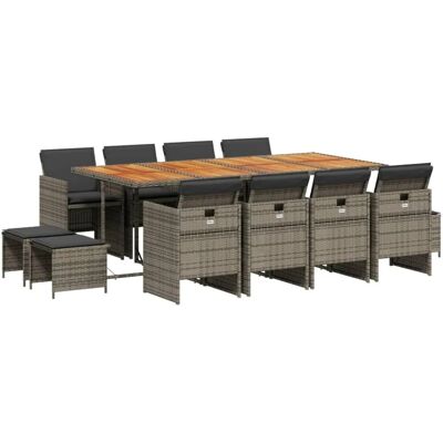 vidaXL Gartentisch-Set - Grau 13 Stück mit Kissen vidaXL Gartentisch-Set - Grau 13 Stück mit Kissen