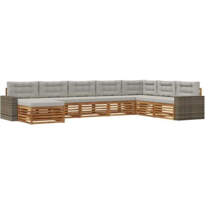 vidaXL Outdoor-Sofagarnitur mit Kissen 8 Stk Natur und Hellgrau 3383729 vidaXL Outdoor-Sofagarnitur mit Kissen 8 Stk Natur und Hellgrau 3383729