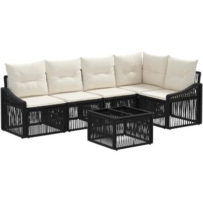 vidaXL Gartensofa-set 6 Stk Schwarz Poly-Rattan 3436006 vidaXL Gartensofa-set 6 Stk Schwarz Poly-Rattan 3436006