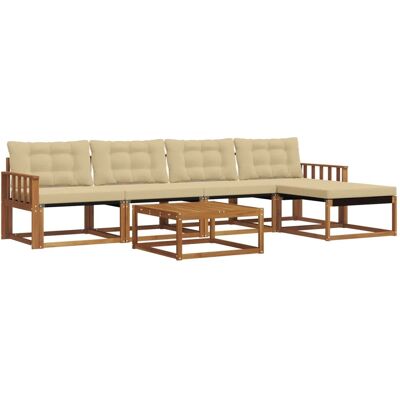vidaXL Outdoor-Sofagarnitur mit Kissen 6-Tlg Natur und Beige 3369384 vidaXL Outdoor-Sofagarnitur mit Kissen 6-Tlg Natur und Beige 3369384