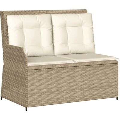 furnicato Gartenbank Verstellbar mit Kissen Beige Poly Rattan furnicato Gartenbank Verstellbar mit Kissen Beige Poly Rattan