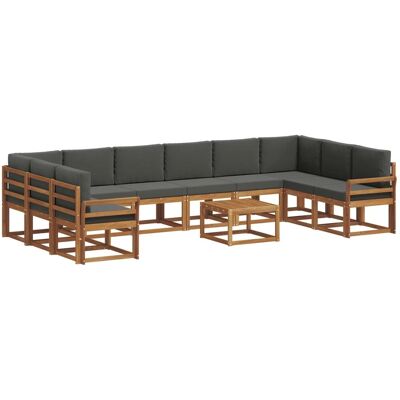 vidaXL Outdoor-Sofagarnitur mit Kissen 11-Tlg Natur und Anthrazit 3367090 vidaXL Outdoor-Sofagarnitur mit Kissen 11-Tlg Natur und Anthrazit 3367090