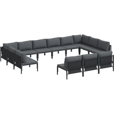 vidaXL Garten-Sofa-Set 13-Tlg Anthrazit Stahl 3379022 vidaXL Garten-Sofa-Set 13-Tlg Anthrazit Stahl 3379022