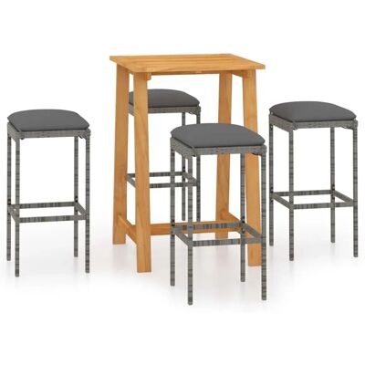 Nnevl Gartentisch-Set - Grau, 5 Stück, Kissen Nnevl Gartentisch-Set - Grau, 5 Stück, Kissen