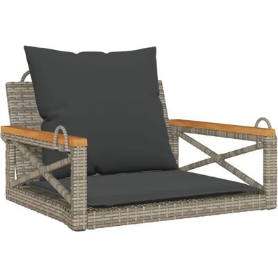 furnicato Hängesessel mit Kissen Grau 63x62x40 cm Poly Rattan furnicato Hängesessel mit Kissen Grau 63x62x40 cm Poly Rattan