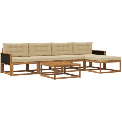 vidaXL Outdoor-Sofagarnitur mit Kissen 6 Stk Natur und Beige 3382496 vidaXL Outdoor-Sofagarnitur mit Kissen 6 Stk Natur und Beige 3382496