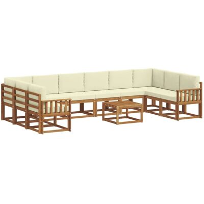vidaXL Outdoor-Sofagarnitur mit Kissen 11-Tlg Natur und Creme 3367083 vidaXL Outdoor-Sofagarnitur mit Kissen 11-Tlg Natur und Creme 3367083