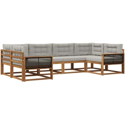 vidaXL Outdoor-Sofagarnitur mit Kissen 6 Stk Natur und Hellgrau 3382844 vidaXL Outdoor-Sofagarnitur mit Kissen 6 Stk Natur und Hellgrau 3382844