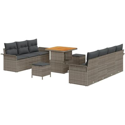 vidaXL Garten-Sofa-Set Höhenverstellbar 10-Tlg Grau Poly Rattan 3362098 vidaXL Garten-Sofa-Set Höhenverstellbar 10-Tlg Grau Poly Rattan 3362098