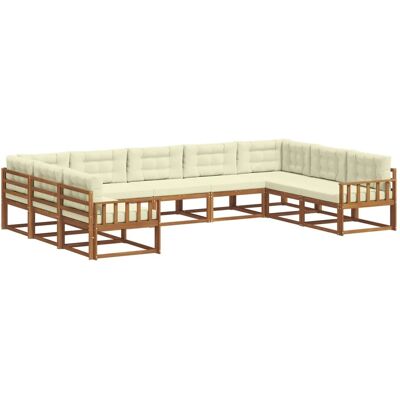 vidaXL Outdoor-Sofagarnitur mit Kissen 9-Tlg Natur und Creme 3368163 vidaXL Outdoor-Sofagarnitur mit Kissen 9-Tlg Natur und Creme 3368163