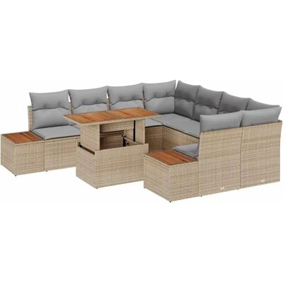 vidaXL 9-Teiliges Garten-Sofa-Set mit Kissen in Beige aus Poly Rattan 3358794 vidaXL 9-Teiliges Garten-Sofa-Set mit Kissen in Beige aus Poly Rattan 3358794