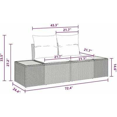 vidaXL Garten-Sofa-Set mit Kissen 7-Tlg Schwarz Poly Rattan 3348104 vidaXL Garten-Sofa-Set mit Kissen 7-Tlg Schwarz Poly Rattan 3348104