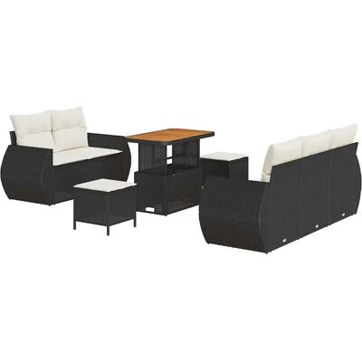 vidaXL Garten-Sofa-Set 8-Tlg Schwarz Poly Rattan 3361820 vidaXL Garten-Sofa-Set 8-Tlg Schwarz Poly Rattan 3361820