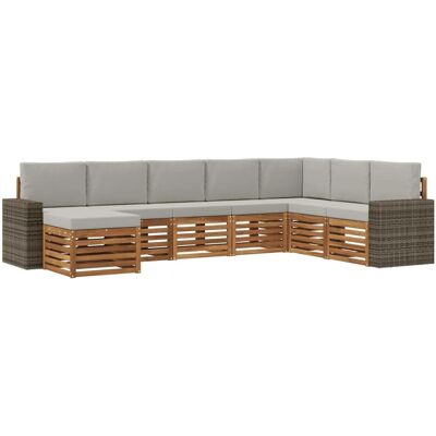 vidaXL Outdoor-Sofagarnitur mit Kissen 8 Stk Natur und Hellgrau 3384727 vidaXL Outdoor-Sofagarnitur mit Kissen 8 Stk Natur und Hellgrau 3384727