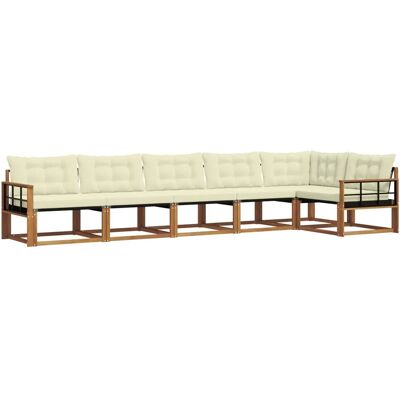 vidaXL Outdoor-Sofagarnitur mit Kissen 6-Tlg Natur und Creme 3369509 vidaXL Outdoor-Sofagarnitur mit Kissen 6-Tlg Natur und Creme 3369509