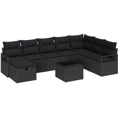 vidaXL Garten-Sofa-Set 8-Tlg Schwarz Poly Rattan 3360574 vidaXL Garten-Sofa-Set 8-Tlg Schwarz Poly Rattan 3360574