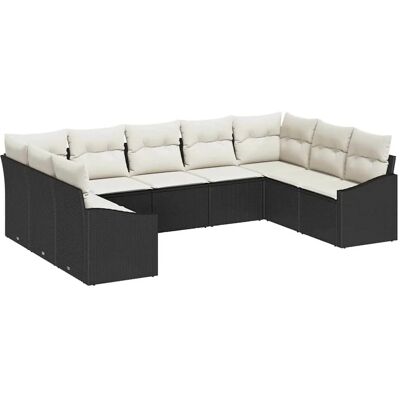 Vidaxl Garten Sofaset - 9-teilig Schwarz Wetterfest Rattan Vidaxl Garten Sofaset - 9-teilig Schwarz Wetterfest Rattan