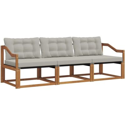 vidaXL Outdoor-Sofagarnitur mit Kissen 3-Tlg Natur und Hellgrau 3369154 vidaXL Outdoor-Sofagarnitur mit Kissen 3-Tlg Natur und Hellgrau 3369154