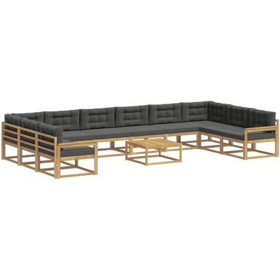 vidaXL Outdoor-Sofagarnitur mit Kissen 11 Stk Weiß und Anthrazit 3387131 vidaXL Outdoor-Sofagarnitur mit Kissen 11 Stk Weiß und Anthrazit 3387131