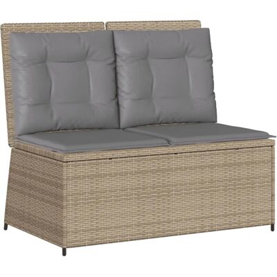 furnicato Gartenbank Verstellbar mit Kissen Beige Poly Rattan furnicato Gartenbank Verstellbar mit Kissen Beige Poly Rattan