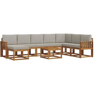 vidaXL Outdoor-Sofagarnitur mit Kissen 9-Tlg Natur und Hellgrau 3366844 vidaXL Outdoor-Sofagarnitur mit Kissen 9-Tlg Natur und Hellgrau 3366844