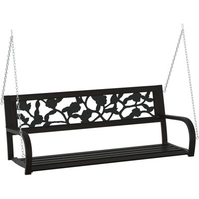 furnicato Hollywoodschaukel 125 cm Stahl und Kunststoff Schwarz furnicato Hollywoodschaukel 125 cm Stahl und Kunststoff Schwarz