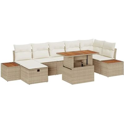 vidaXL Garten-Sofa-Set Höhenverstellbar 8-Tlg Beige Poly Rattan 3361418 vidaXL Garten-Sofa-Set Höhenverstellbar 8-Tlg Beige Poly Rattan 3361418