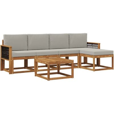 vidaXL Outdoor-Sofagarnitur 6 Stk Natur und Hellgrau Polyester 3385152 vidaXL Outdoor-Sofagarnitur 6 Stk Natur und Hellgrau Polyester 3385152