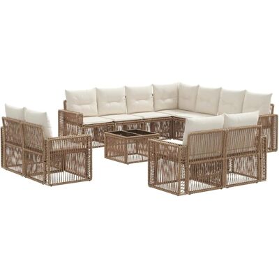 vidaXL Gartensofa-Set 12-Tlg Beige und Cremeweiß Poly-Rattan 3435297 vidaXL Gartensofa-Set 12-Tlg Beige und Cremeweiß Poly-Rattan 3435297