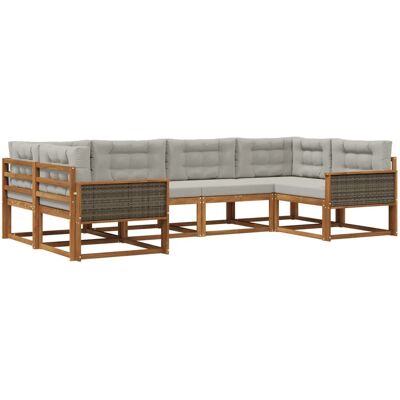 vidaXL Outdoor-Sofagarnitur mit Kissen 6 Stk Natur und Hellgrau 3382839 vidaXL Outdoor-Sofagarnitur mit Kissen 6 Stk Natur und Hellgrau 3382839