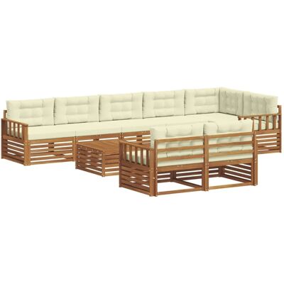 vidaXL Outdoor-Sofagarnitur mit Kissen 9-Tlg Natur und Creme 3373690 vidaXL Outdoor-Sofagarnitur mit Kissen 9-Tlg Natur und Creme 3373690