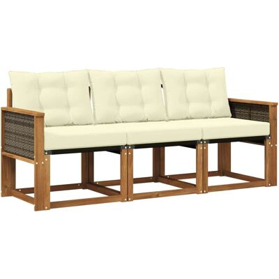 vidaXL Outdoor-Sofagarnitur mit Kissen 3 Stk Natur und Creme 3381738 vidaXL Outdoor-Sofagarnitur mit Kissen 3 Stk Natur und Creme 3381738