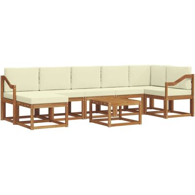 vidaXL Outdoor-Sofagarnitur mit Kissen 8-Tlg Natur und Creme 3366758 vidaXL Outdoor-Sofagarnitur mit Kissen 8-Tlg Natur und Creme 3366758