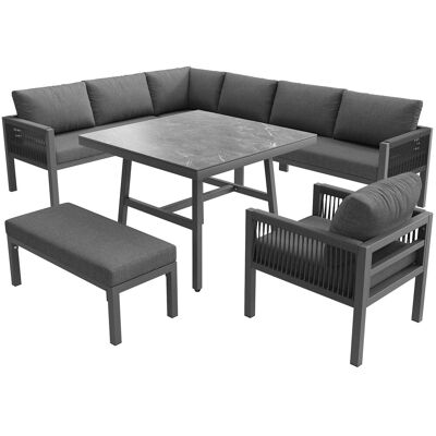 okwish L-Form Garten-Sofa für 8 Personen Wetterfeste Terrassen-Garnitur Grau okwish L-Form Garten-Sofa für 8 Personen Wetterfeste Terrassen-Garnitur Grau