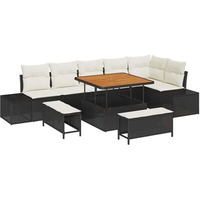 vidaXL Garten-Sofa-Set mit Kissen 9-Tlg Schwarz Poly Rattan 3362795 vidaXL Garten-Sofa-Set mit Kissen 9-Tlg Schwarz Poly Rattan 3362795