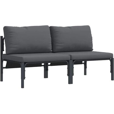 vidaXL Gartenmöbel mit Kissen 2 Stk Anthrazit 80 x 80 x 71 cm Stahl 42009988 vidaXL Gartenmöbel mit Kissen 2 Stk Anthrazit 80 x 80 x 71 cm Stahl 42009988