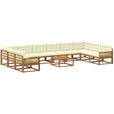 vidaXL Outdoor-Sofagarnitur mit Kissen 11 Stk Natur und Creme 3382948 vidaXL Outdoor-Sofagarnitur mit Kissen 11 Stk Natur und Creme 3382948
