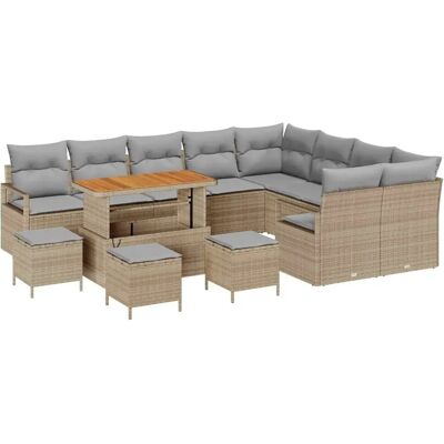 vidaXL Garten-Sofa-Set mit Kissen 13-Tlg Beige Poly Rattan 3362572 vidaXL Garten-Sofa-Set mit Kissen 13-Tlg Beige Poly Rattan 3362572