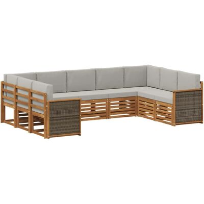 vidaXL Ecksofa Set mit Kissen 7 Stk Natur und Hellgrau 3384827 vidaXL Ecksofa Set mit Kissen 7 Stk Natur und Hellgrau 3384827