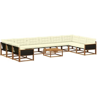 vidaXL Outdoor-Sofagarnitur mit Kissen 11 Stk Natur und Creme 3381718 vidaXL Outdoor-Sofagarnitur mit Kissen 11 Stk Natur und Creme 3381718