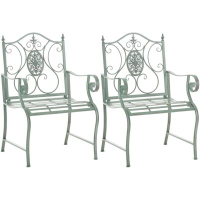 DELUKE 2er Set Gartenstühle AUSTIN Metall Antik-Grünfarbig 62x53x94cm Balkonstuhl Terrasse Garten DELUKE 2er Set Gartenstühle AUSTIN Metall Antik-Grünfarbig 62x53x94cm Balkonstuhl Terrasse Garten